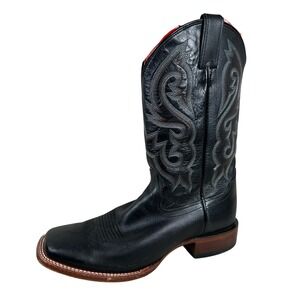 Cody James Westley Stockman Black Leather Square Toe Western Cowboy Boot 11.5